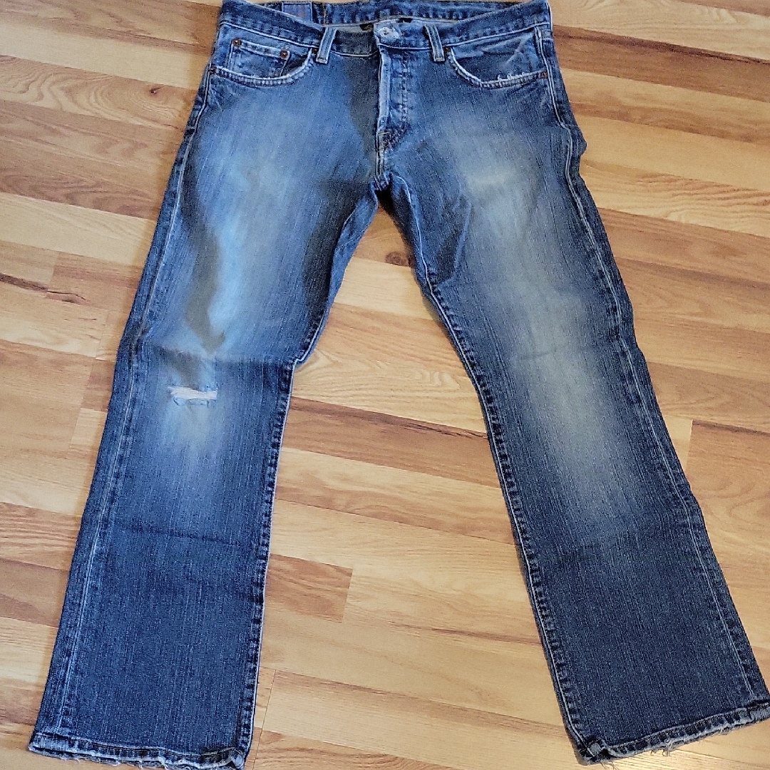 Lucky Brand Mens Bootcut Distressed Indigo Jeans